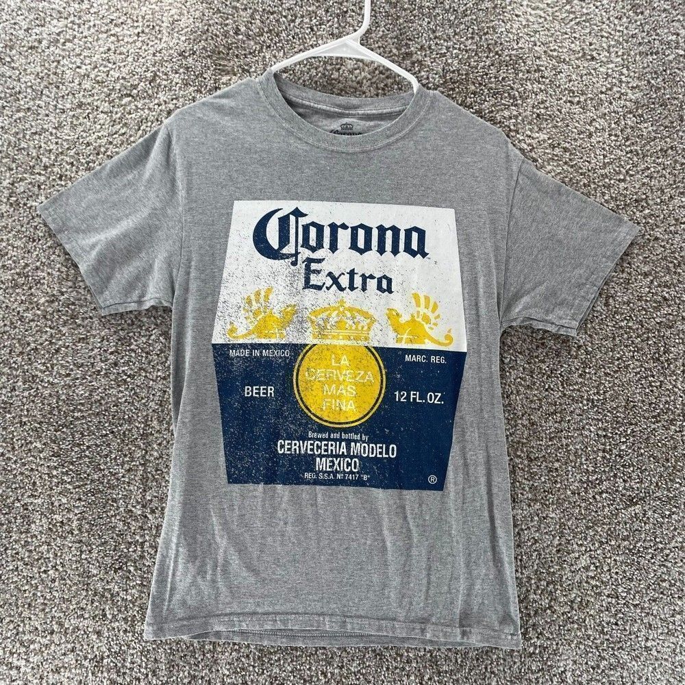 Corona Extra Shirt Adult Small Grey Cotton Beer Drinking Logo Casual Crewneck